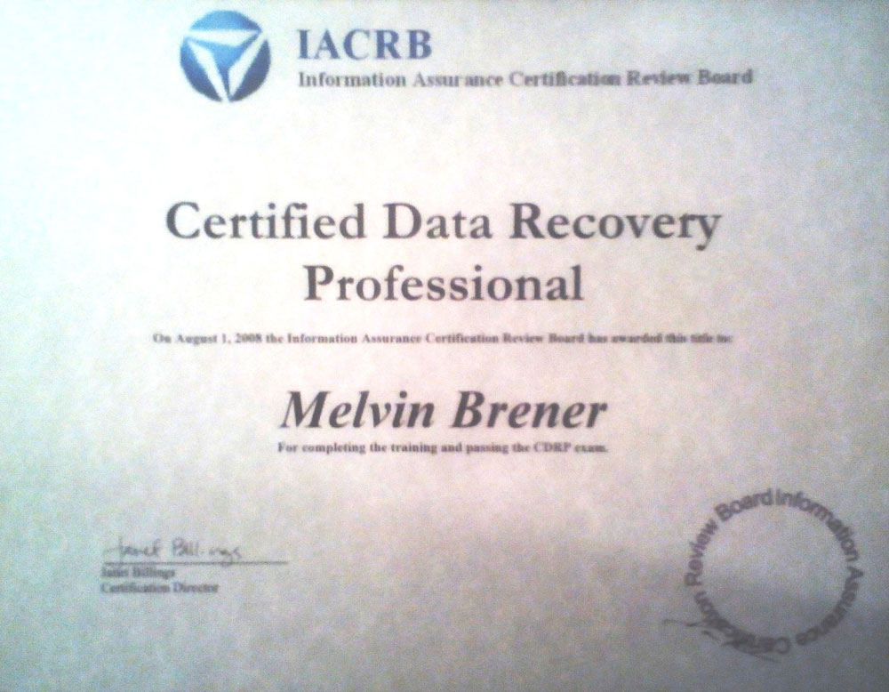 certificado data recovery